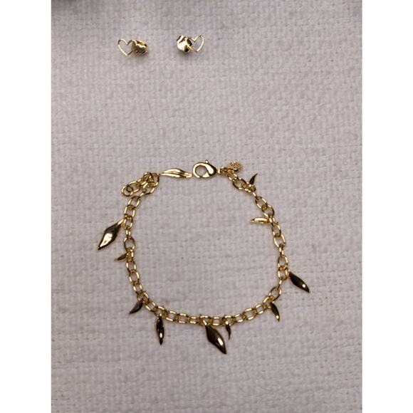 Gorjana Heart Earring and Spike Bracelet Set in Gold - Picture 1 of 4